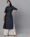 Shop Navy Blue Printed Straight Kurta