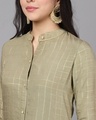 Shop Olive Woven Design Straight Kurta Palazzo Set