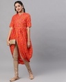 Shop Orange & Gold Bandhani Printed Dhoti Design Kurta-Full