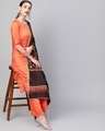 Shop Orange Solid Kurta Set With Digital Printed Dupatta
