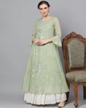 Shop Pastel Green Mirror Work Flared Anarkali