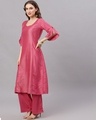 Shop Pink Chinnon Sequence Work A Line Kurta With Palazzo-Design