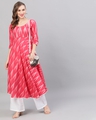 Shop Pink & White Ikat Handloom Woven Design Anarkali