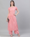 Shop Pink & White Striped Printed Kurta Set