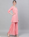Shop Pink & White Striped Printed Kurta With Sharara Set-Design