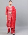 Shop Red Digital Printed Kurta With Palazzo & Dupatta Set-Front