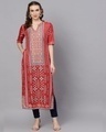 Shop Red Digital Printed Straight Kurta-Front