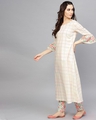 Shop White Checked Printed A Line Kurta With Ruffle Sleeve-Design