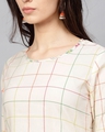 Shop White Checked Printed A Line Kurta With Ruffle Sleeve-Full