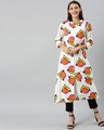 Shop White Fruits Print Kurta-Front