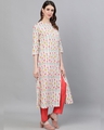 Shop White & Red Floral Printed A Line Kurta-Design