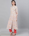 Shop White & Red Floral Printed A Line Kurta-Full