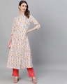 Shop White & Red Floral Printed A Line Kurta