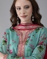 Shop Women Blue & Pink Printed Kurta With Palazzos & Dupatta