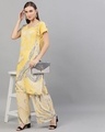 Shop Yellow & Grey Marble Printed Extended Sleeve Kurta