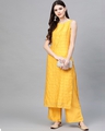 Shop Yellow Chanderi Kurta Palazzo Set