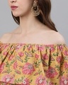 Shop Yellow Floral Printed Off Shoulder Kurta-Full