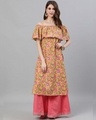 Shop Yellow Floral Printed Off Shoulder Kurta