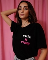 Shop Women's Black Printed Oversized Fit T Shirt-Design