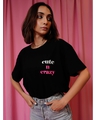 Shop Women's Black Printed Oversized Fit T Shirt-Full