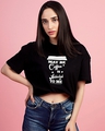 Shop Women's Black Printed Oversized Fit T Shirt-Front