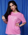 Shop Women's Pink Printed Oversized Fit T Shirt-Full