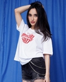 Shop Women's White Printed Oversized Fit T Shirt-Full