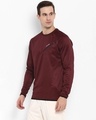 Shop Men Maroon Self Design Slim Fit Sweatshirt-Design