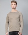 Shop Men's Beige Slim Fit T-shirt-Front