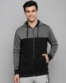 Shop Men Black Color Block Slim Fit Sweatshirt-Front