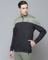 Shop Men Black Color Block Slim Fit Sweatshirt-Design