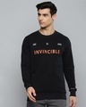 Shop Men Black Printed Slim Fit Sweatshirt-Front