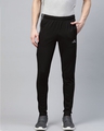 Shop Men Black Solid Stretchable Track Pants-Front
