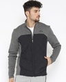 Shop Men Grey Color Block Slim Fit Jacket-Front