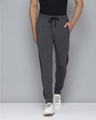 Shop Men Charcoal Grey Solid Slim Fit Joggers-Front