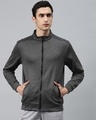 Shop Men Grey Slim Fit Jacket-Front