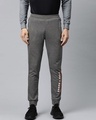 Shop Men's Charcoal Grey Solid Slim Fit Track Pants-Front