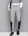 Shop Men Grey Melange Black Solid Slim Fit Joggers-Front