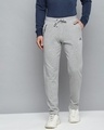 Shop Men's Grey Melange Slim Fit Solid Joggers-Front