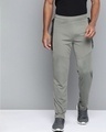 Shop Men Grey Slim Fit Solid Running Track Pants-Front