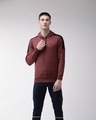 Shop Men Maroon Slim Fit Sweatshirt-Front