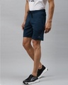 Shop Men Navy Blue Black Printed Slim Fit Sports Shorts-Design