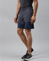 Shop Men Navy Blue Colourblocked Slim Fit Sports Shorts-Design