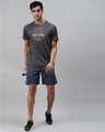 Shop Men Navy Blue Colourblocked Slim Fit Sports Shorts