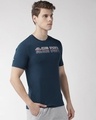 Shop Men's Blue Printed Slim Fit T-shirt-Full
