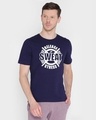 Shop Men's Blue Printed Slim Fit T-shirt-Front