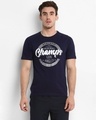 Shop Men's Blue Printed Slim Fit T-shirt-Front