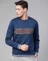 Shop Men Blue Printed Slim Fit Sweatshirt-Front
