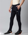 Shop Men Navy Blue Slim Fit Solid Track Pants-Design