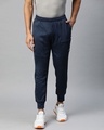 Shop Men Navy Blue Solid Drytech Training Joggers-Front